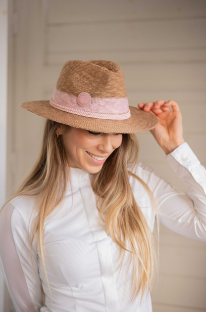 Chapeau Rafia Beige/Rose - PENELOPE COLLECTION