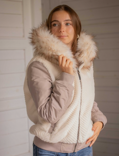 Bomber réversible Lyon écru et taupe - PENELOPE COLLECTION