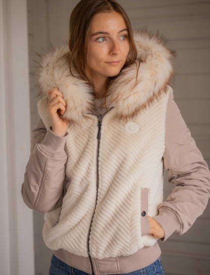 Bomber réversible Lyon écru et taupe - PENELOPE COLLECTION
