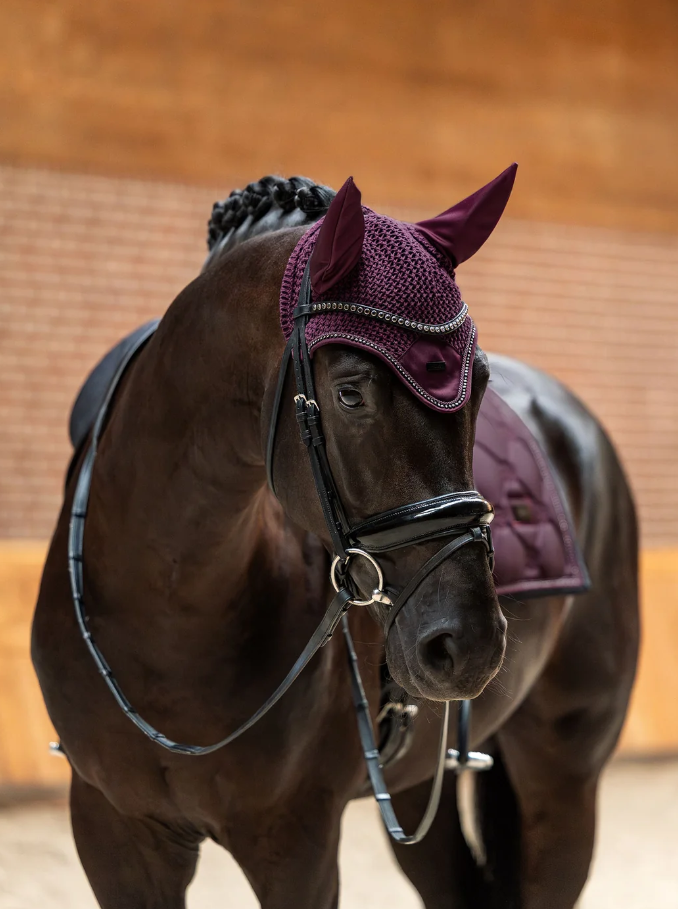 Bonnet anti-mouches Modern Crystal Mauve Wine - EQUESTRIAN STOCKHOLM