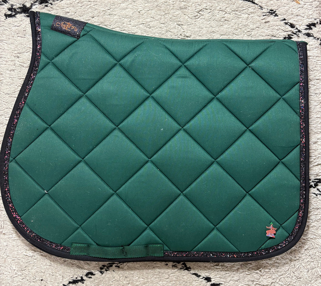 Tapis de selle Vert bord noir - Ju &amp; Pa