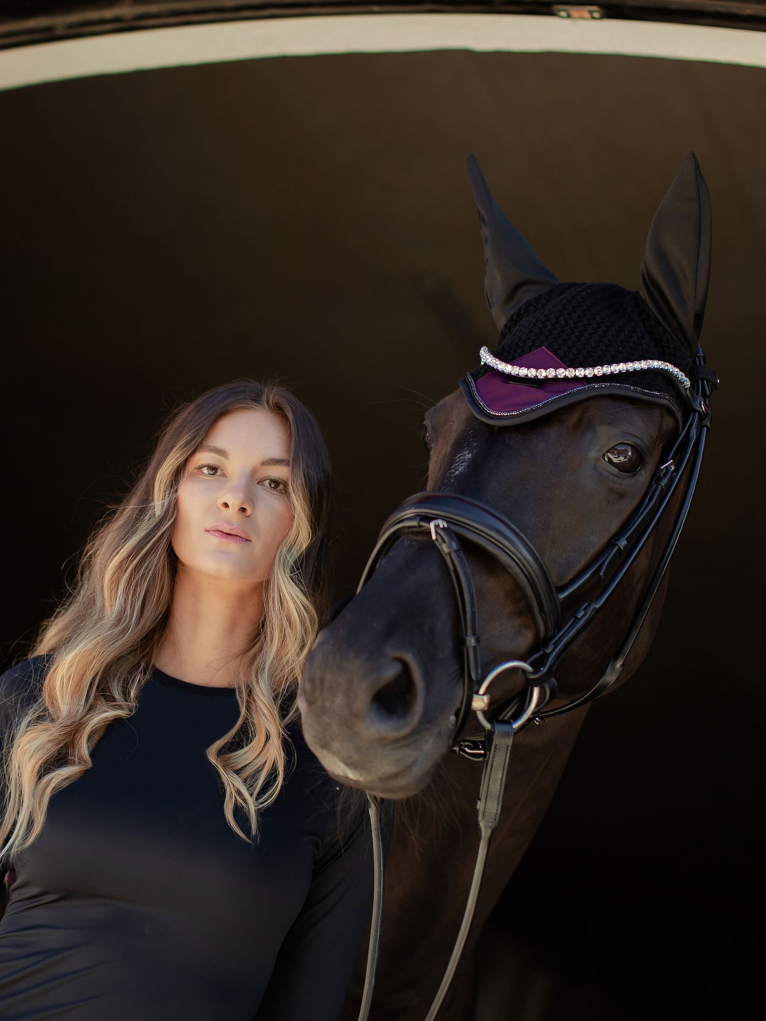 Bonnet anti-mouches Modern Purple Night - Equestrian Stockholm