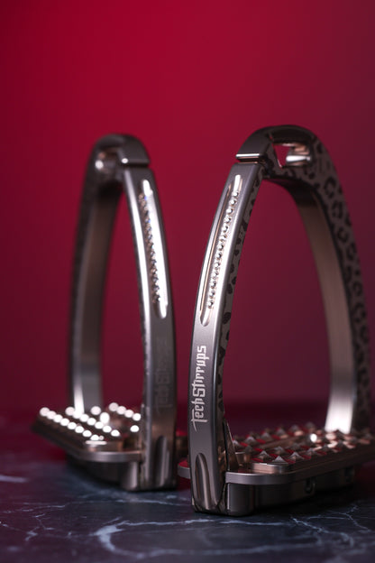 Etriers Untamed Leopard edition limitée Marron Swarovski - Tech Stirrup