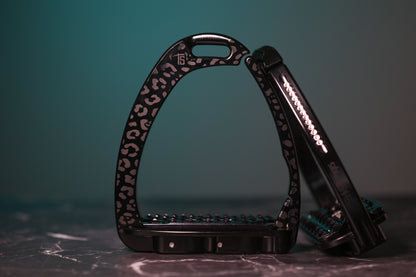 Etriers Untamed Leopard edition limitée Gris Swarovski - Tech Stirrup