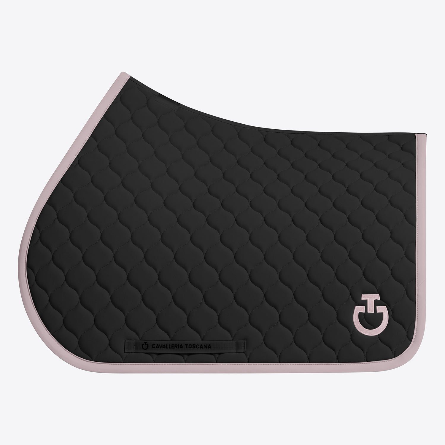 Tapis de selle Circular Quilted Noir bord rose poudré CSO - CAVALLERIA TOSCANA