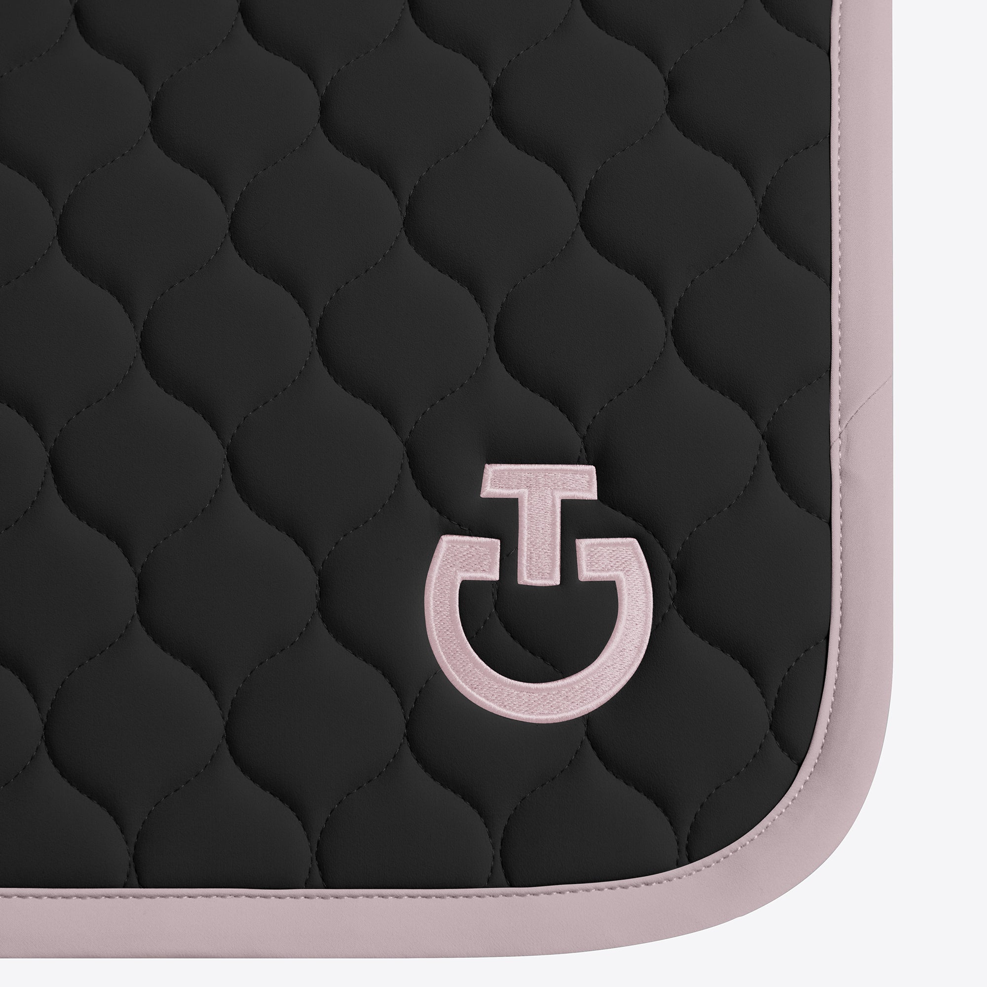 Tapis de selle Circular Quilted Noir bord rose poudré CSO - CAVALLERIA TOSCANA