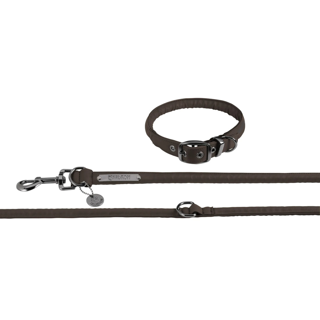 Collar + dog leash set Faux Leather PLATINUM 2024 - Eskadron