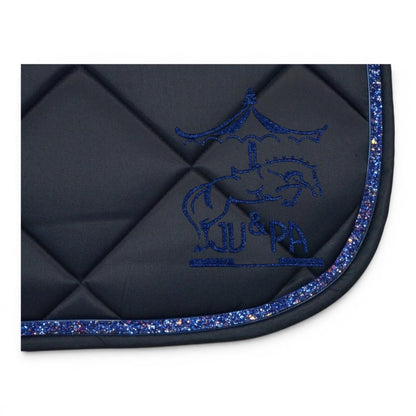 Tapis de selle Bleu marine galon disco bleu BRODERIE - JU&amp;PA