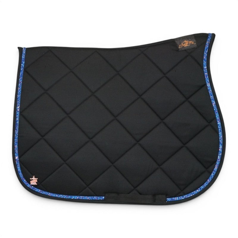 Tapis de selle Noir galon bleu - JU&amp;PA