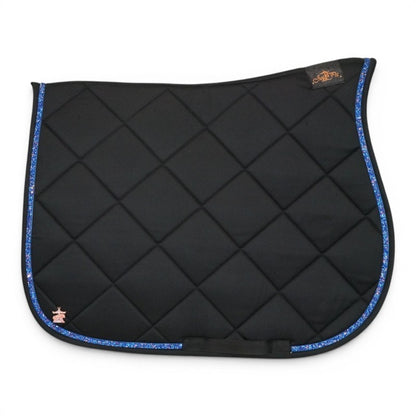 Tapis de selle Noir galon bleu - JU&amp;PA