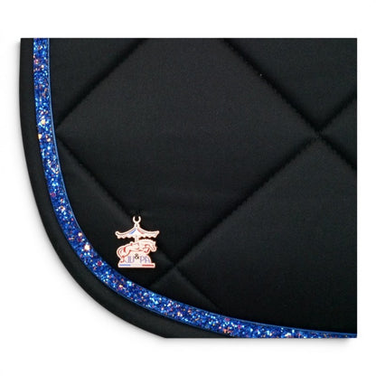 Tapis de selle Noir galon bleu - JU&amp;PA